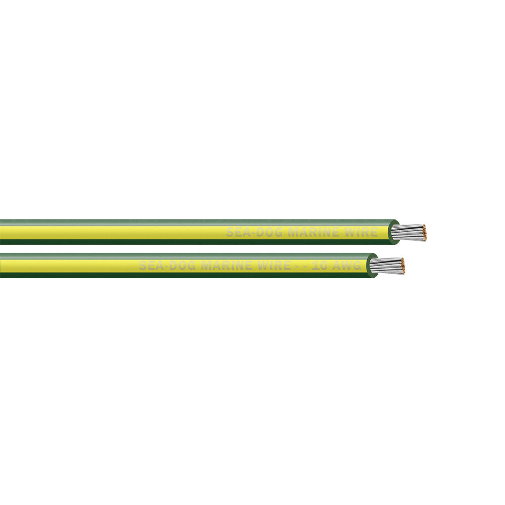 Sea-Dog 10 AWG Green/Yellow Stripe Primary Wire - 100'