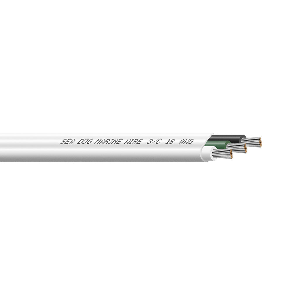 Sea-Dog 16/3 AWG Flat Triplex Wire - White/Green/Black - 100'
