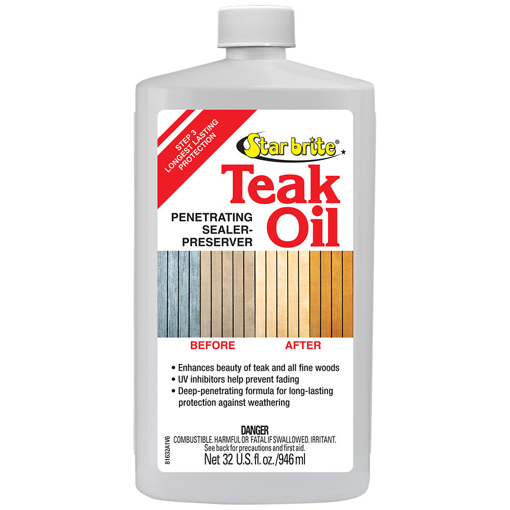 Star brite Teak Oil - Long Lasting, Penetrating, Sealer,  Preserver w/UV Inhibitors - 32 oz