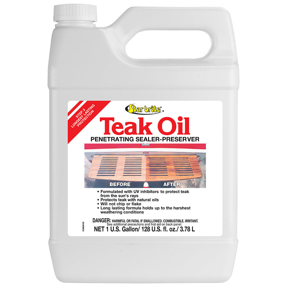 Star brite Teak Oil - Long Lasting, Penetrating, Sealer,  Preserver w/UV Inhibitors - 1 Gallon