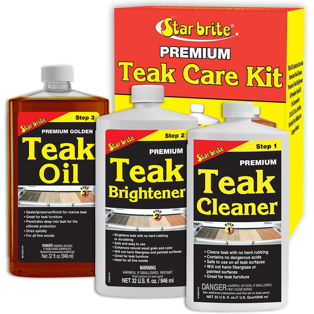 Star brite Premium Teak Care Kit - Step 1, Step 2,  Step 3 - 32 oz