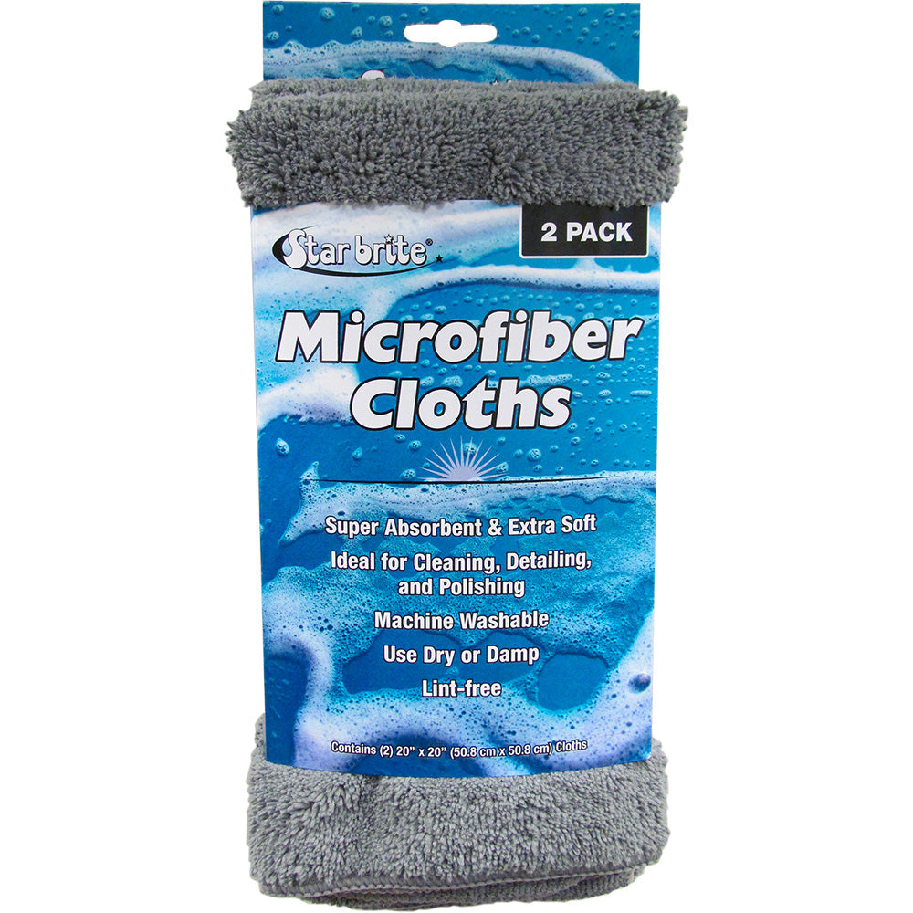 Star brite Microfiber Cloths 2 Pack - 20" x 20" Super Absorbent  Soft Towels