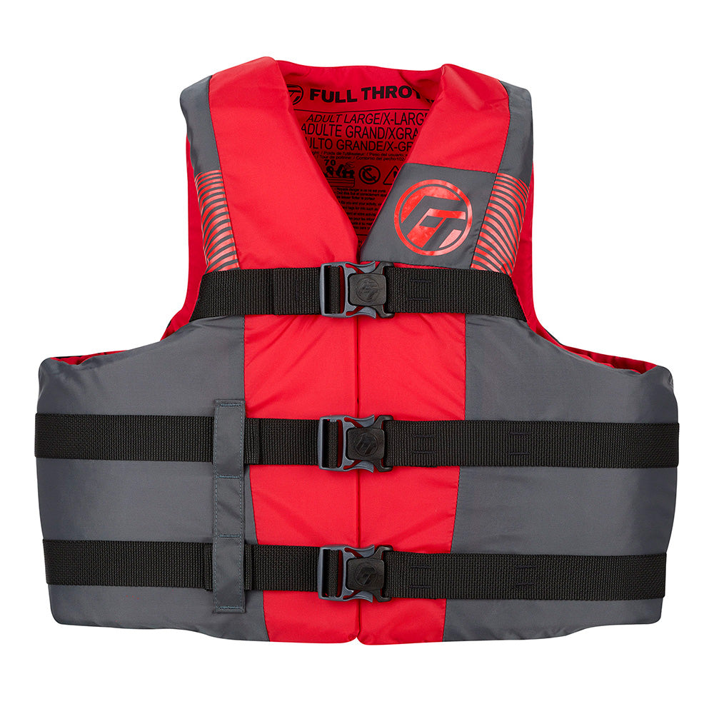 Full Throttle Adult Nylon Life Jacket - 4X/7X - Black/Red