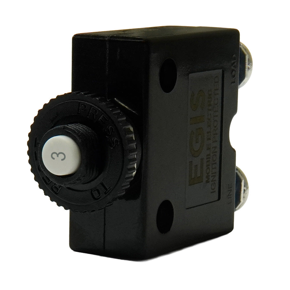 Egis 3A Push Button Panel Mount Circuit Breaker - Screw Terminals