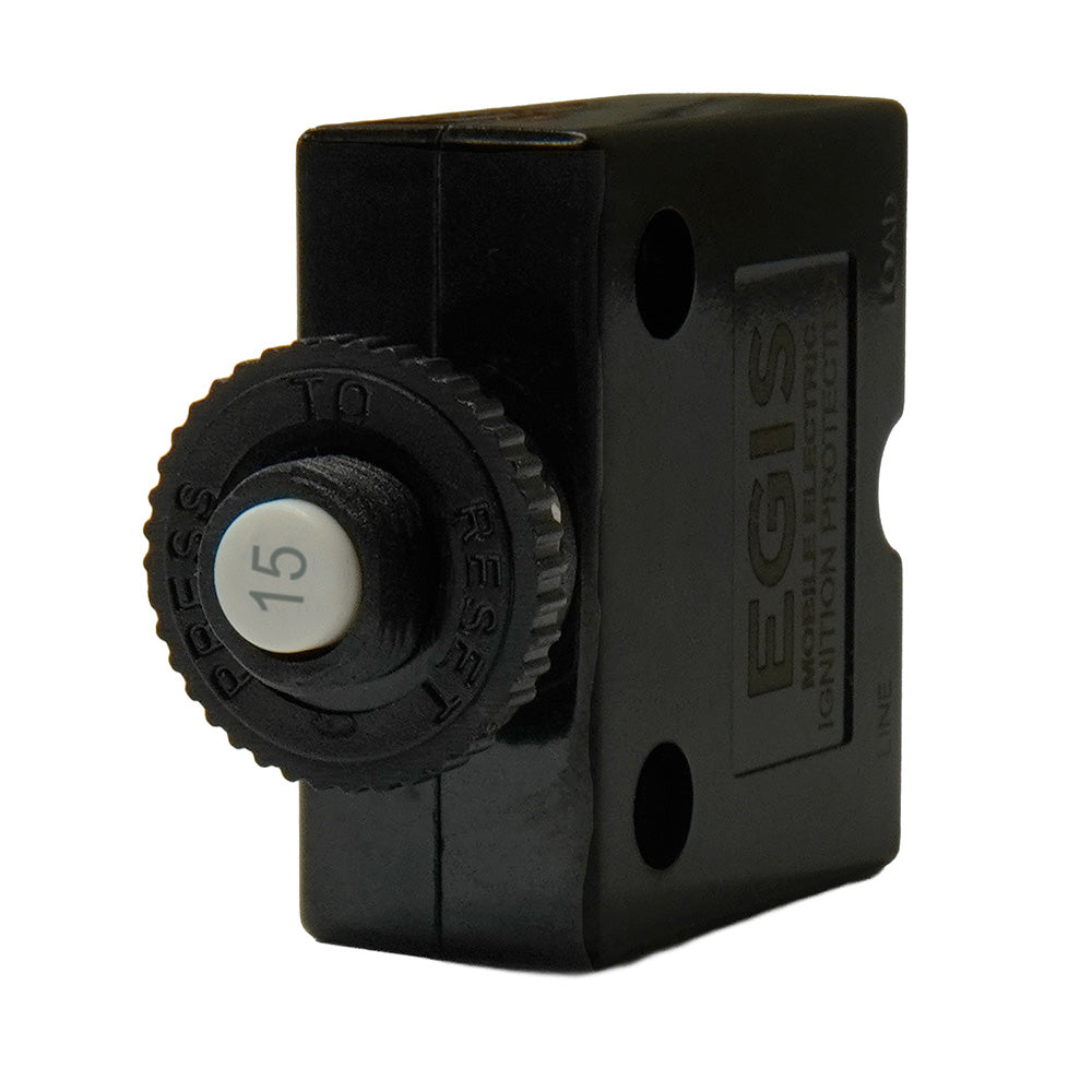 Egis 15A Push Button Panel Mount Circuit Breaker - Spade Terminal