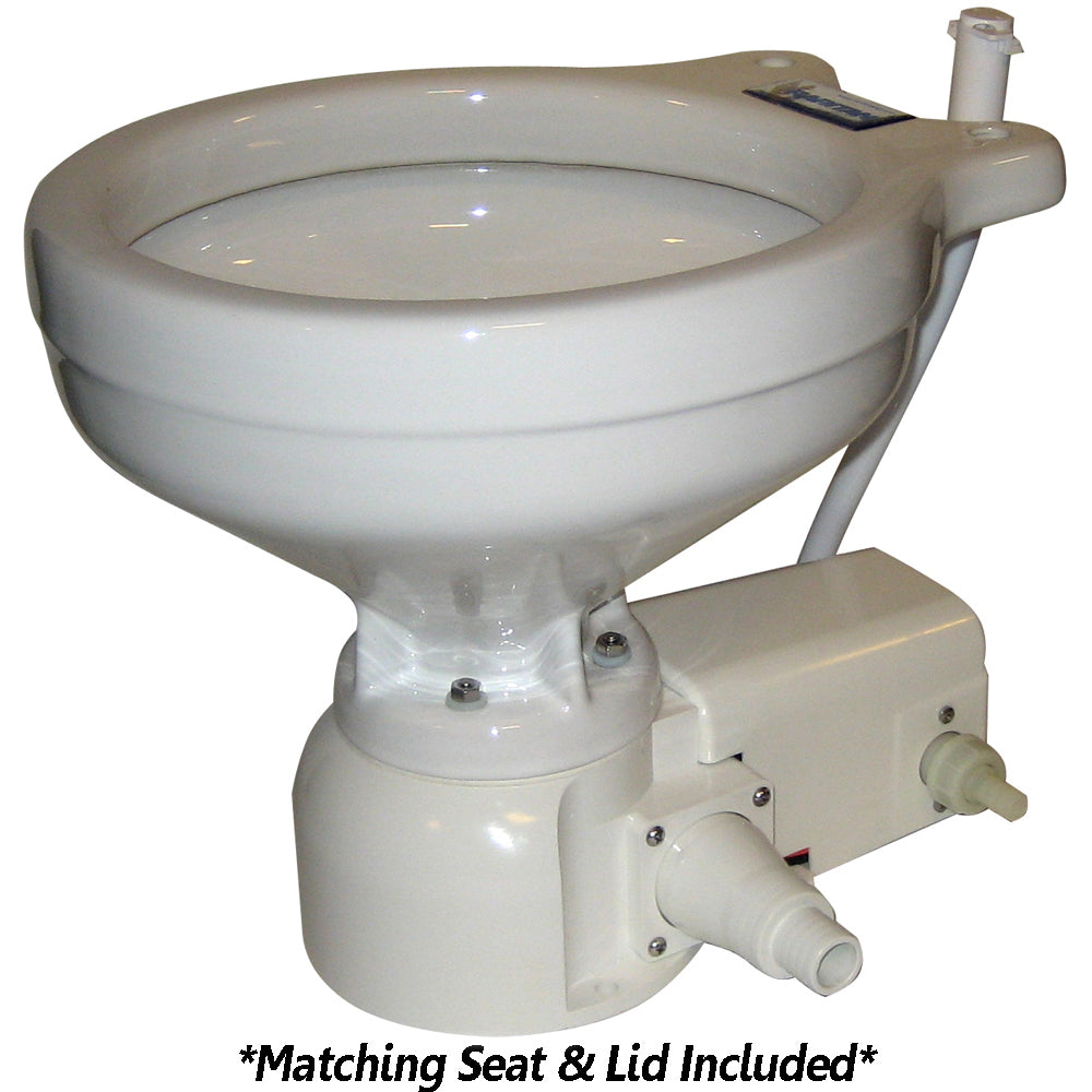 Raritan Sea Era QC Toilet - Marine Size - Freshwater Solenoid - Straight  90 Discharge - Smart Toilet Control - 12v