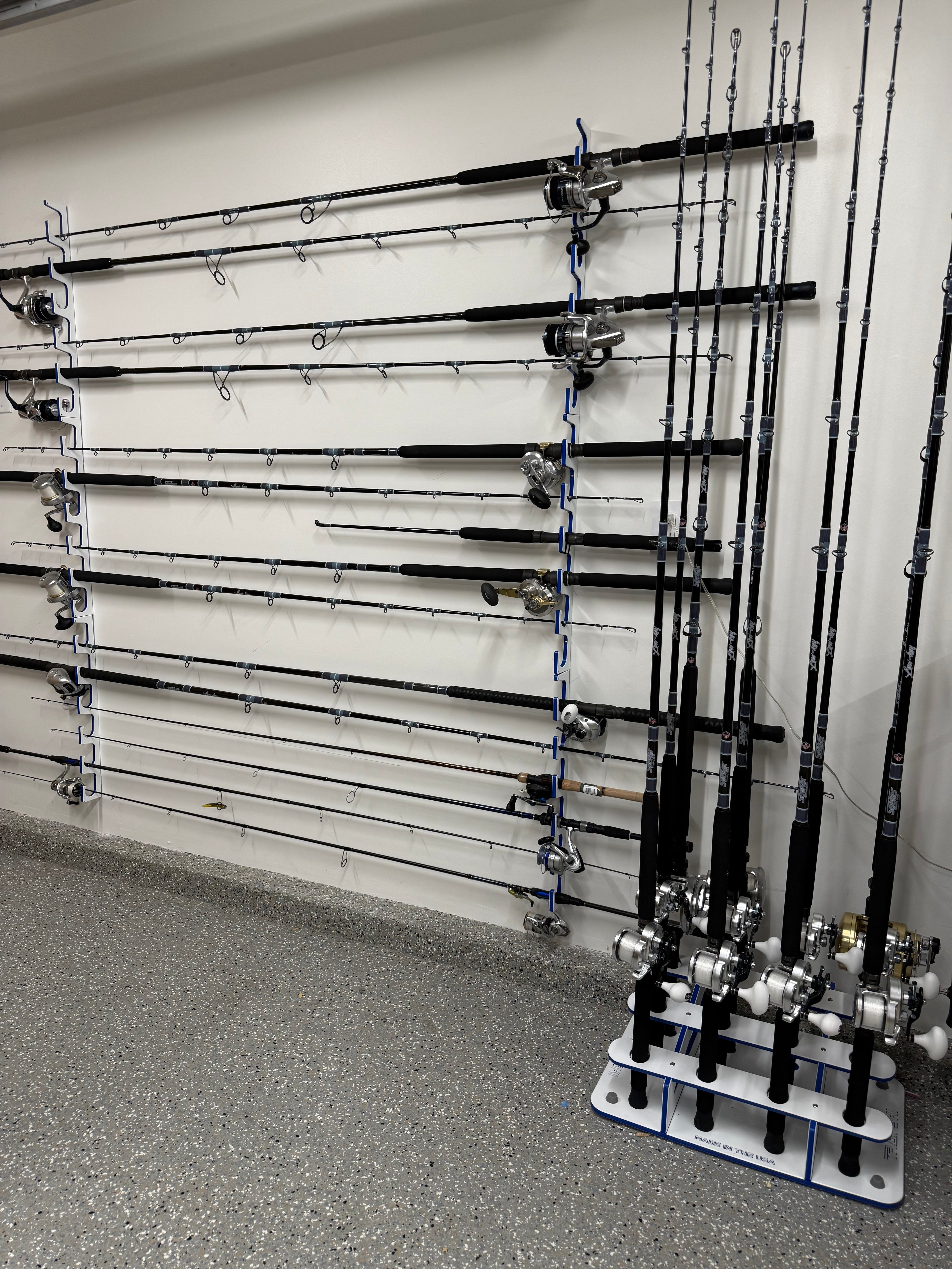 Made in the USA Premium Fishing Rod Racks | Wall or Ceiling or Boat Mounted