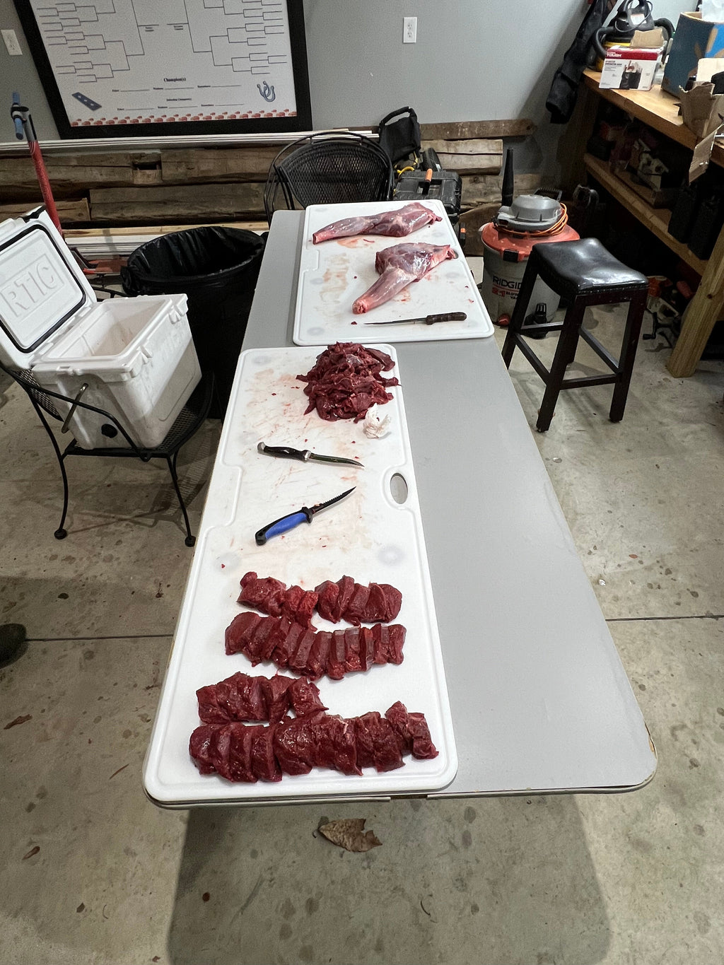 Big Game Cutting Chopping Board 3/8 Inch Thick | Food-Grade HDPE Optional Non-Skid Rubber Feet, Wide Juice Groove | 32 or 48 in x 18 in or 24 in for Tailgates, Coolers and Tables | Easy Grip Handle