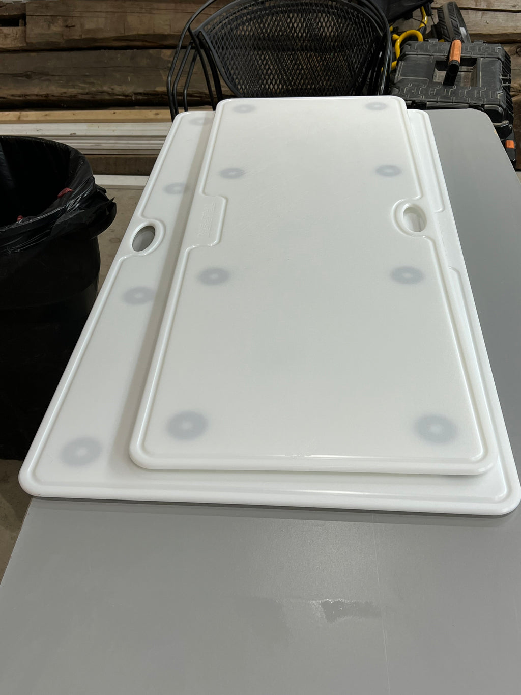 Big Game Cutting Chopping Board 3/8 Inch Thick | Food-Grade HDPE Optional Non-Skid Rubber Feet, Wide Juice Groove | 32 or 48 in x 18 in or 24 in for Tailgates, Coolers and Tables | Easy Grip Handle