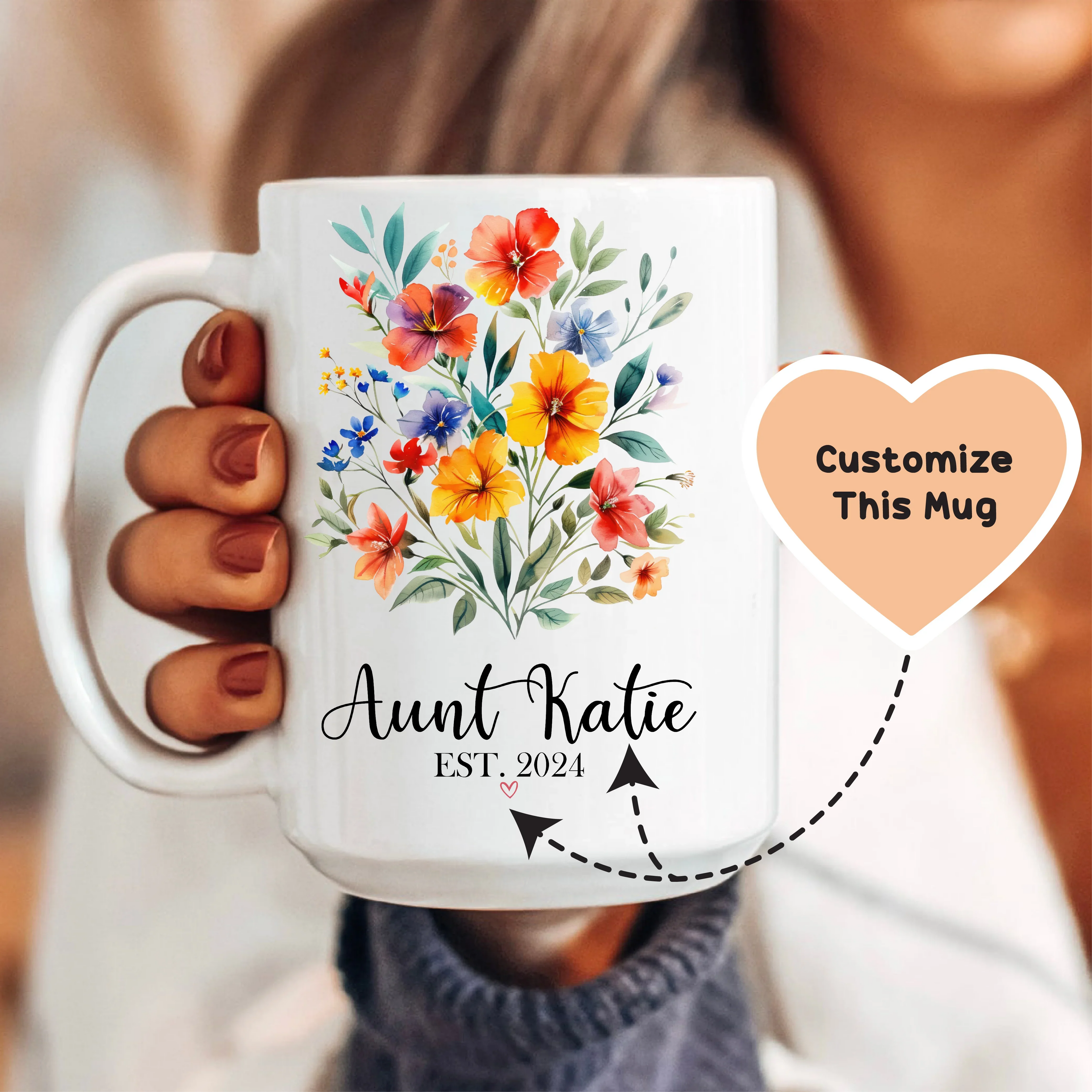 Auntie Floral Custom Mug