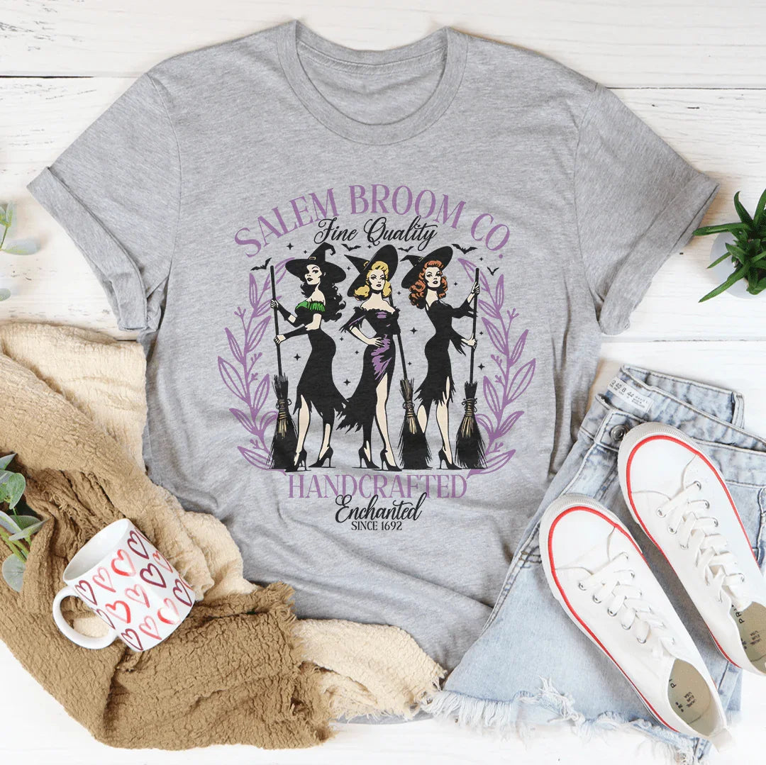 Salem Broom Co Fine Quality Handcrafted Enchanted Since 1692 Tee