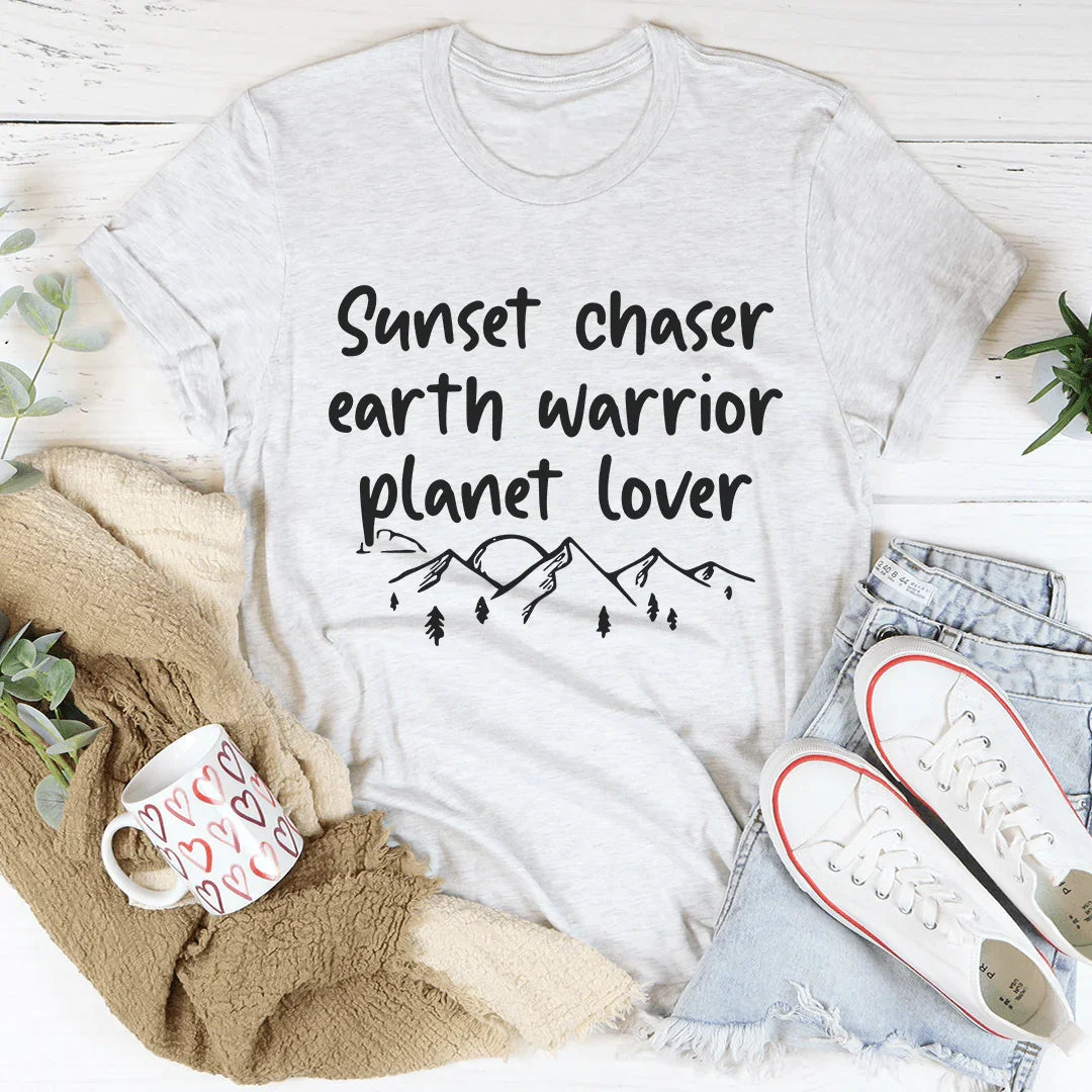 Sunset Chaser Earth Warrior Planet Lover Tee