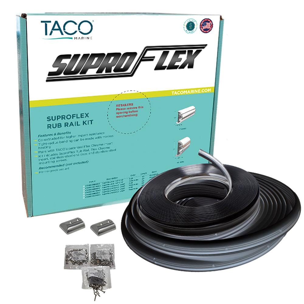 TACO SuproFlex Rub Rail Kit - Black w/Flex Chrome Insert - 2"H x 29/32"W x 60'L